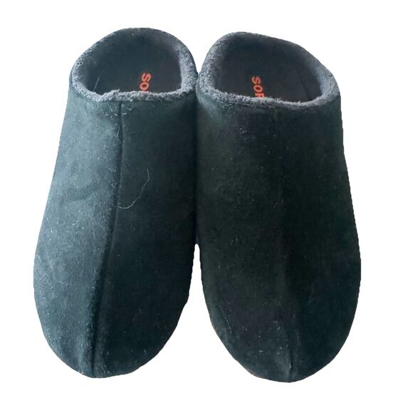 Sorel Kid's Lanner Ridge II Suede Mule Slippers Size 3 Black - Picture 1 of 7